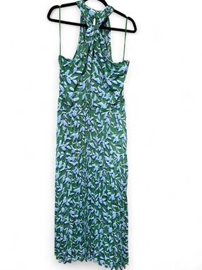 🌿 Scoop Green and Blue Floral Halterneck Dress | L | NWT $40 ✨